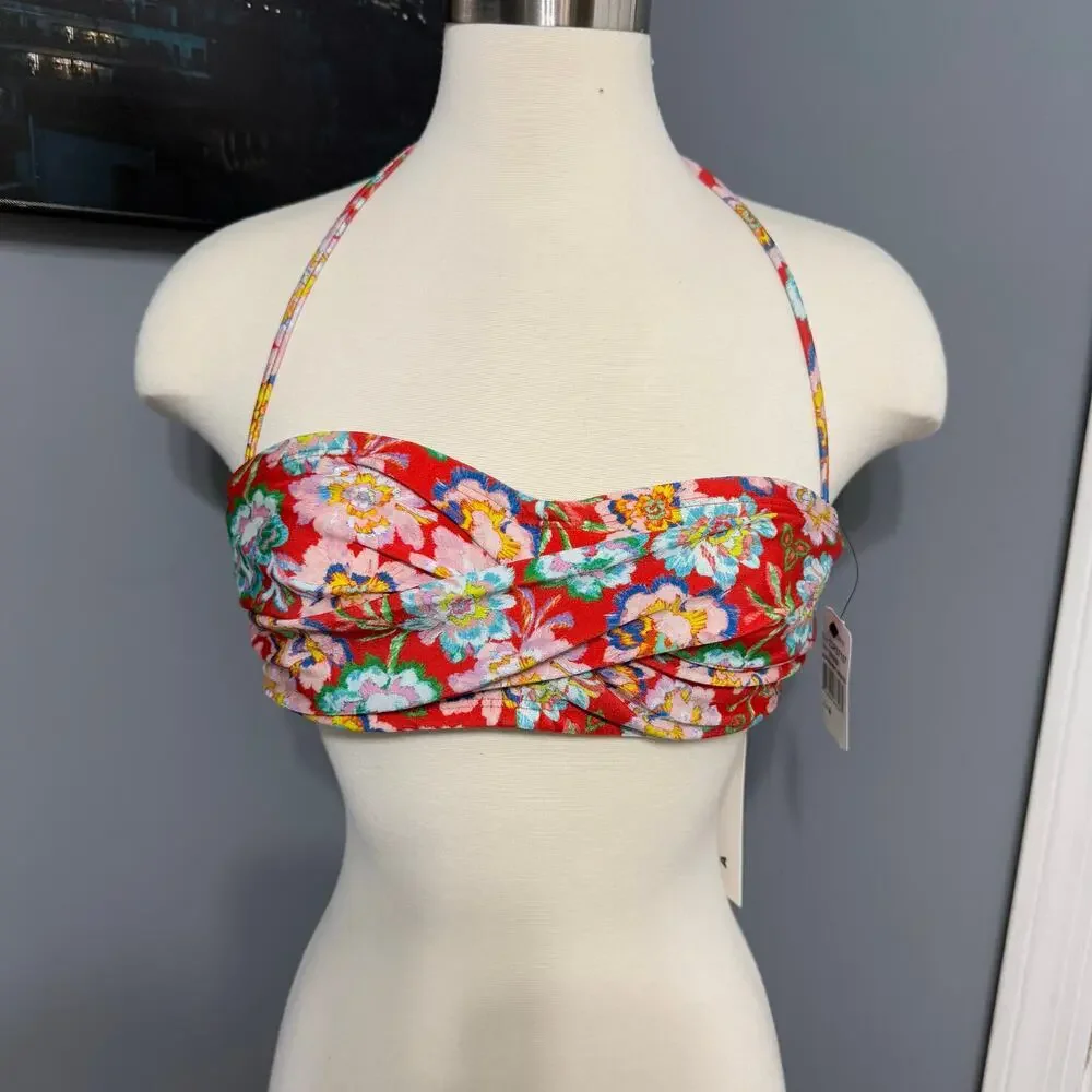 NWT Shoshanna Floral Twisted Bandeau Bikini Top, Size A